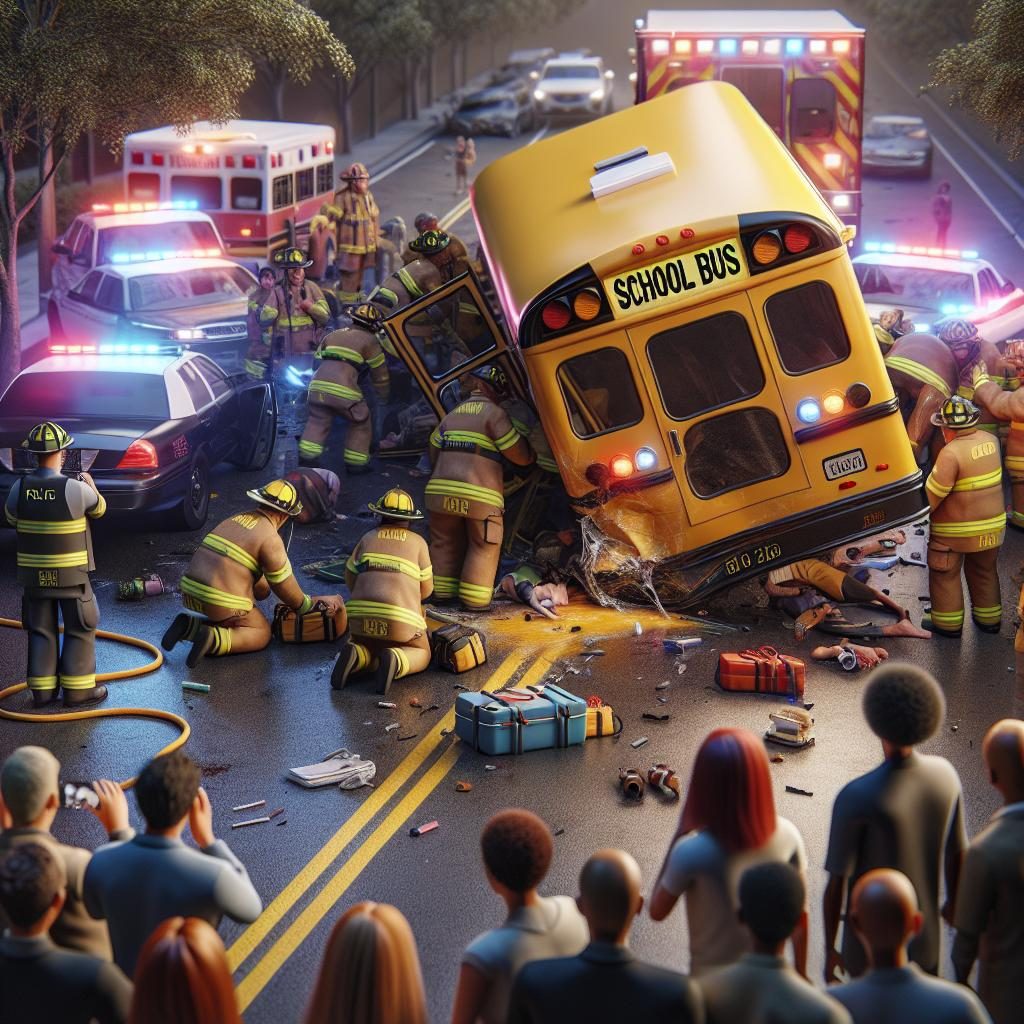 School bus accident scene