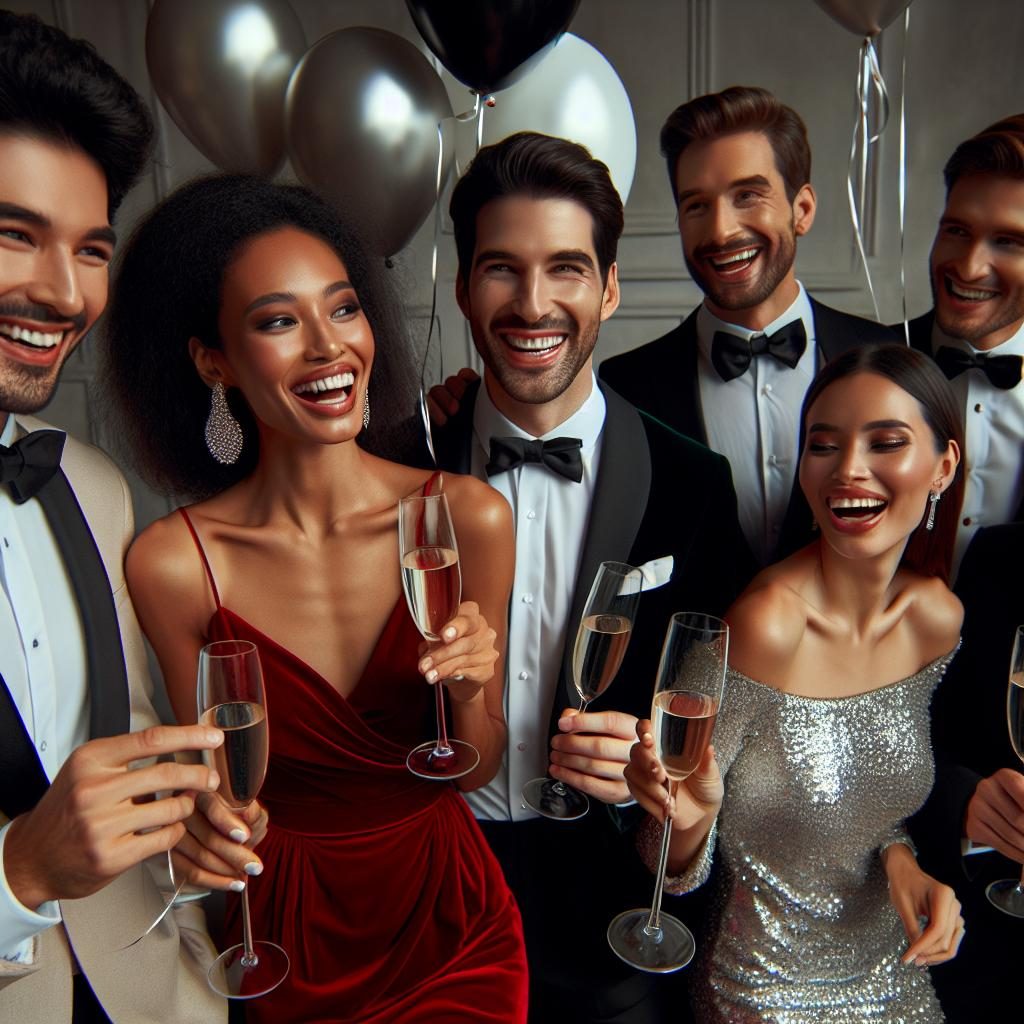 Elegant group celebration portrait.