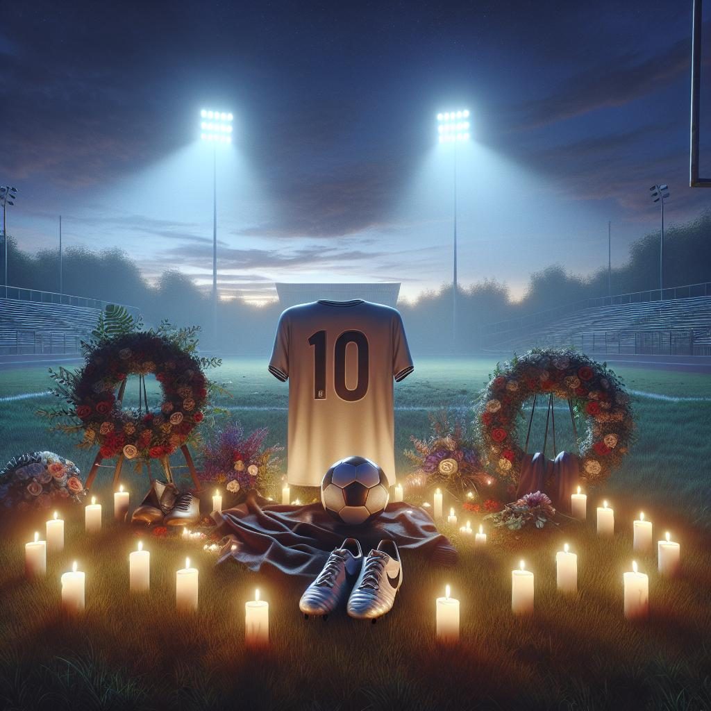 Football player's memorial tribute.