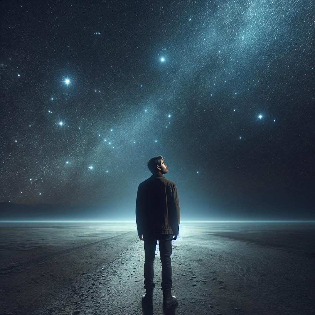 Man gazing at stars.