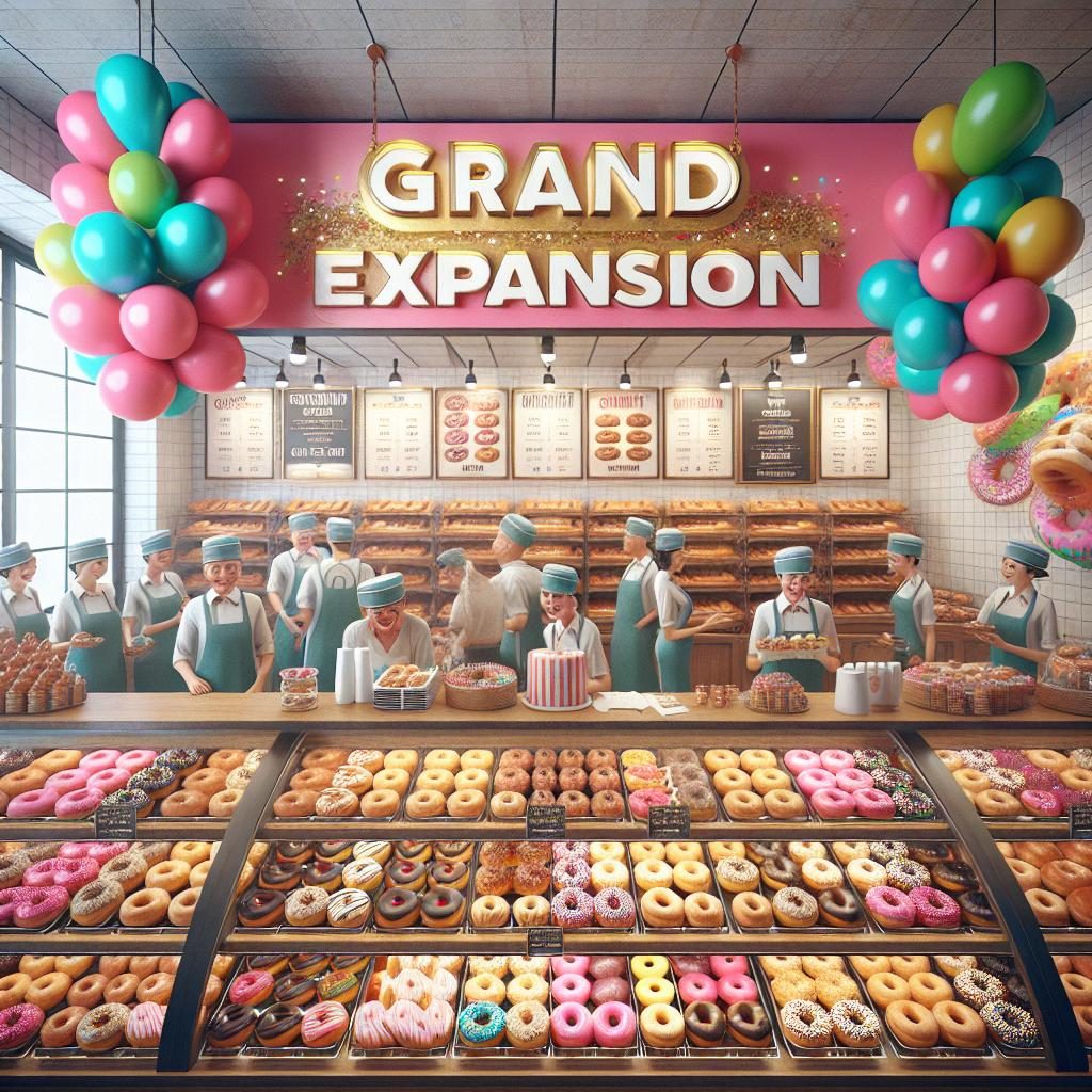 Doughnut shop expansion celebration.