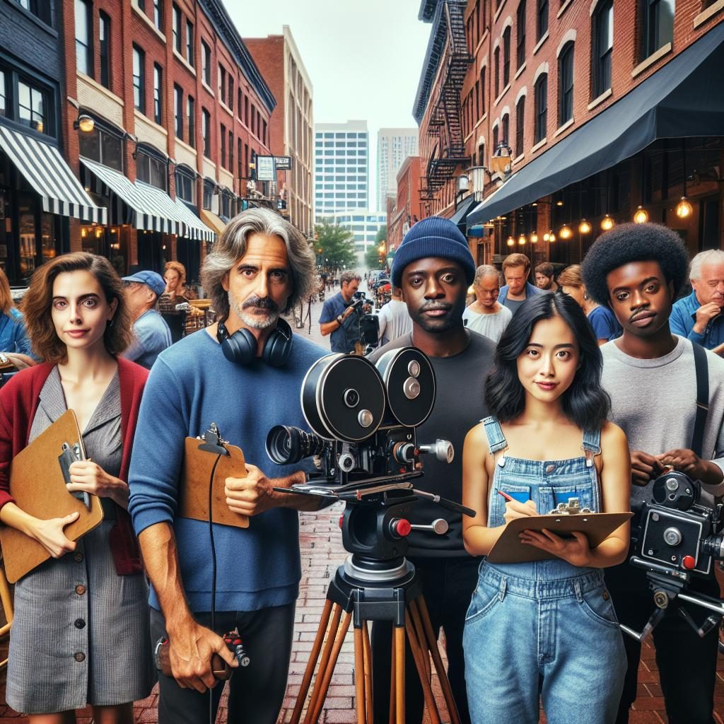 Filmmakers in downtown Greenville.