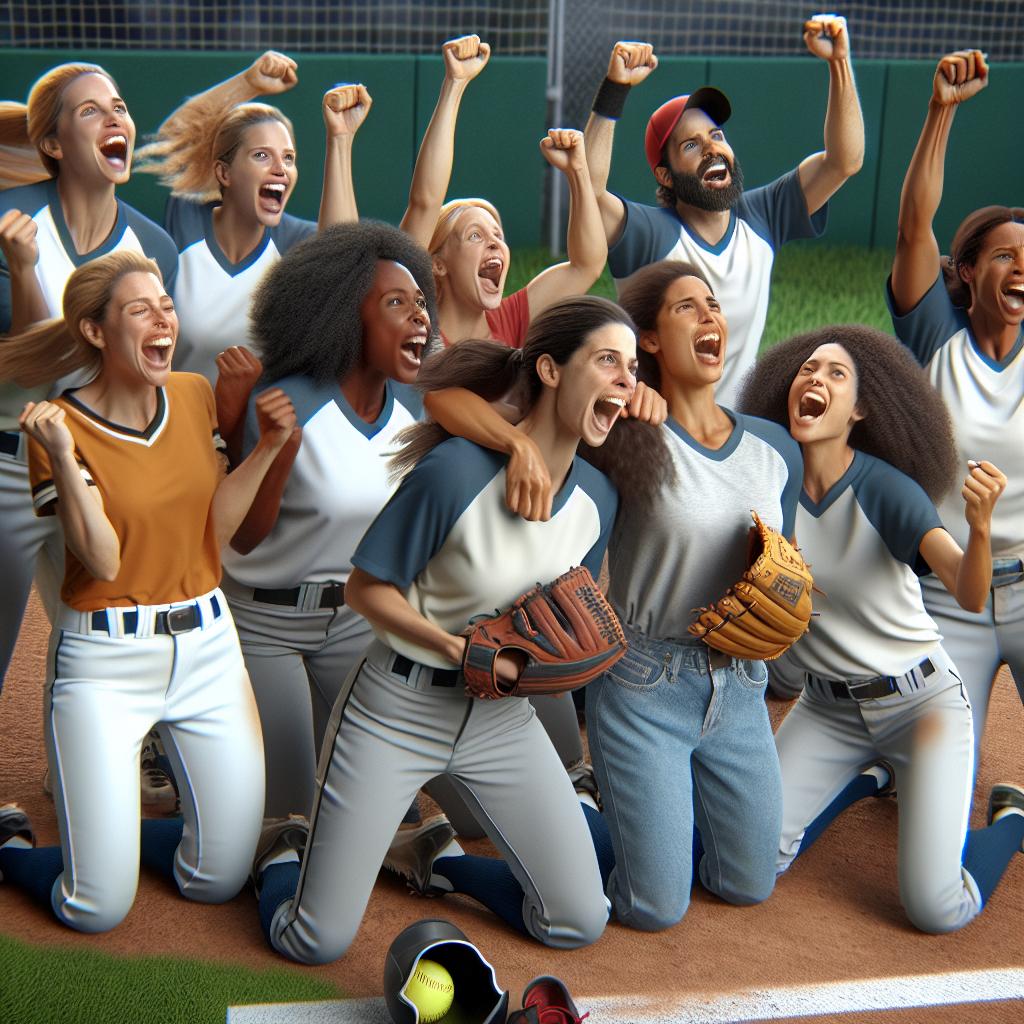 Softball team victory celebration