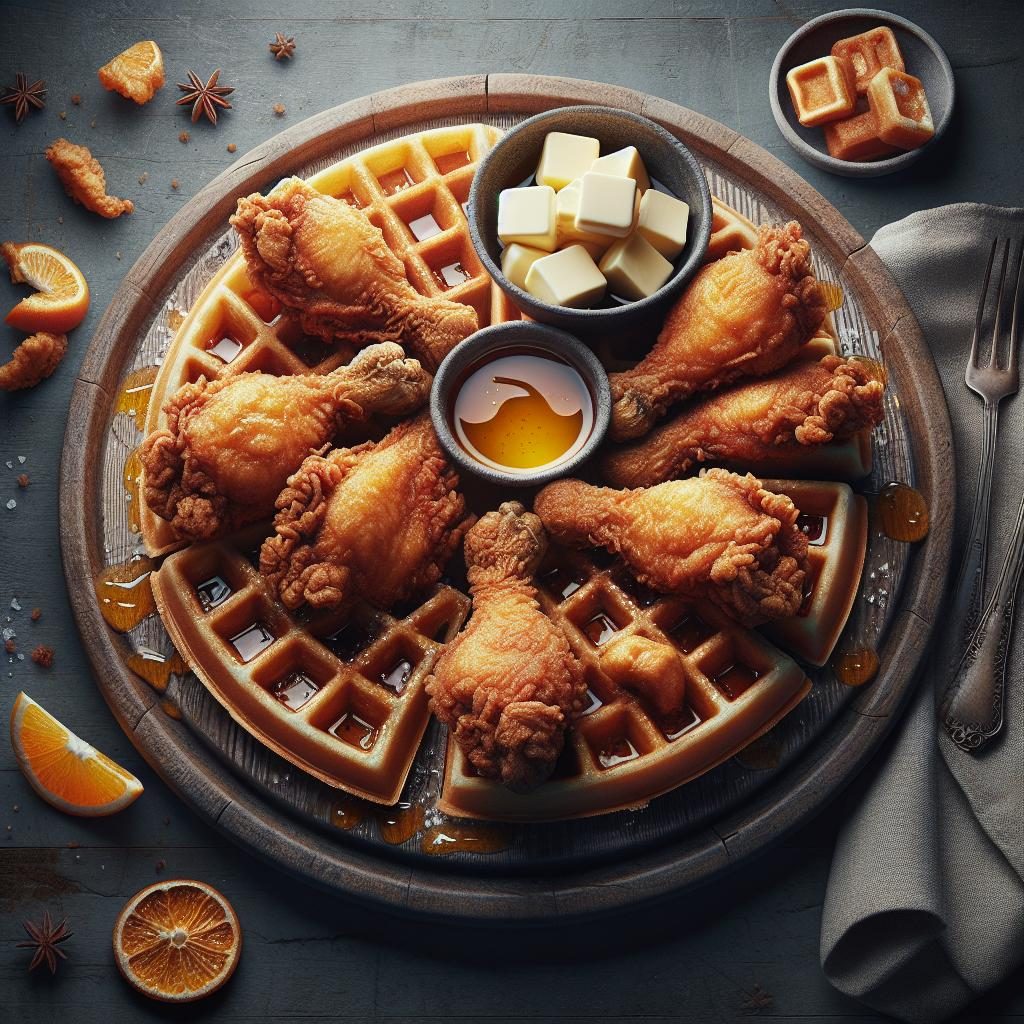 Chicken & waffle platter.