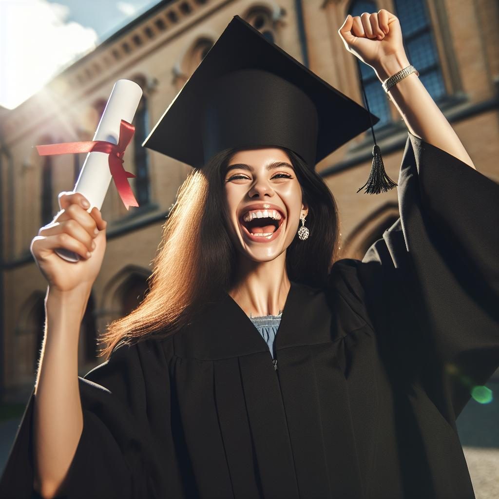 Happy graduate celebrating achievement