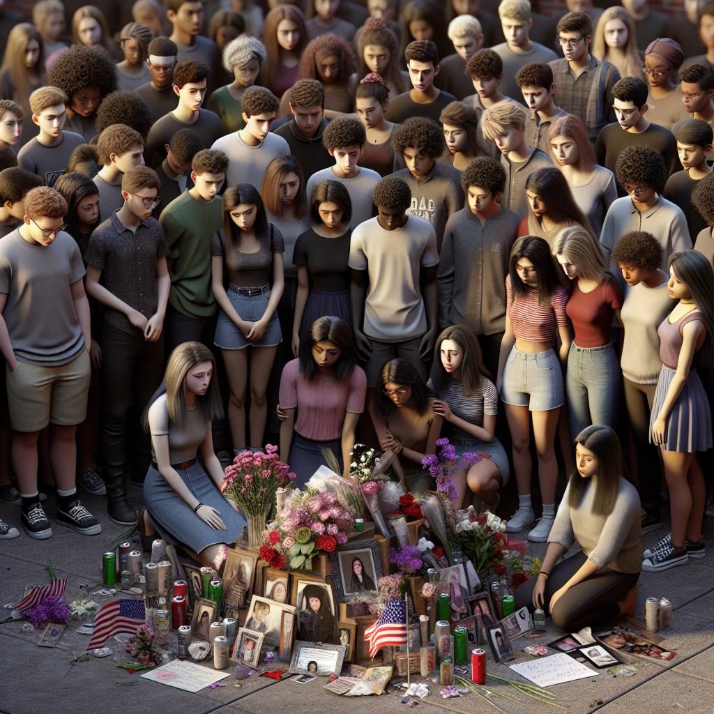 Students honoring lost classmate.