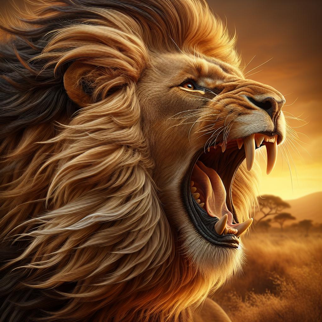 A majestic lion's roar.