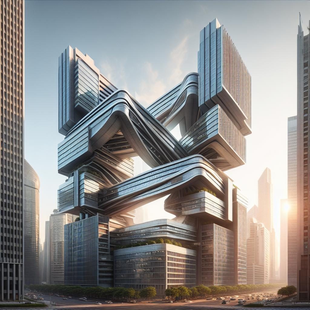 "Abstract office building merger"