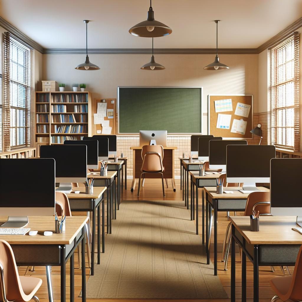 Empty classroom with computers