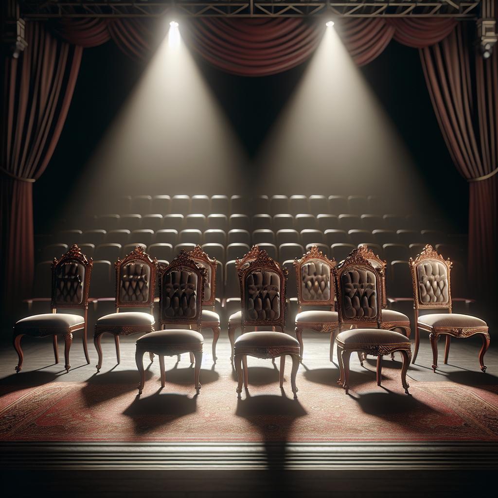 "Seven chairs on stage"
