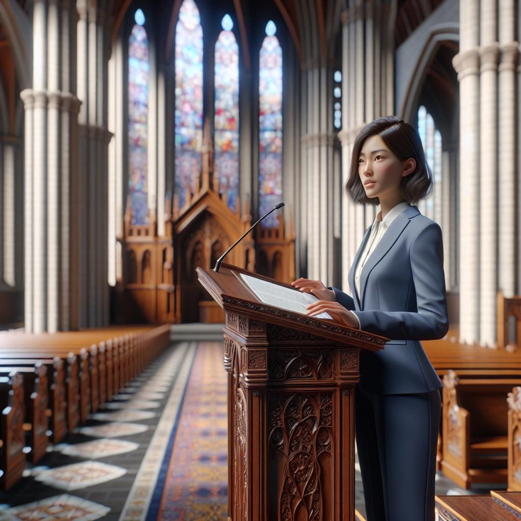 Women in pulpit.