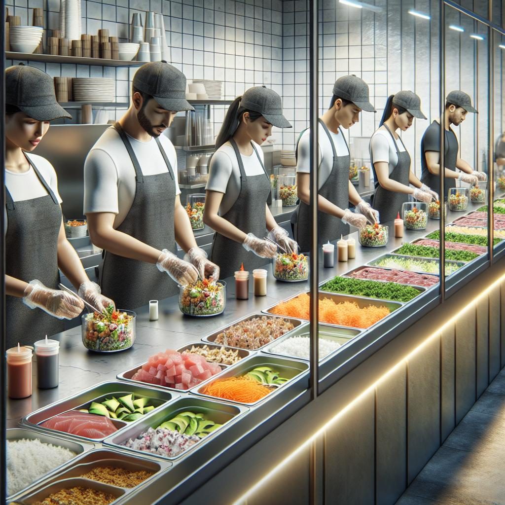 Poke bowl assembly line