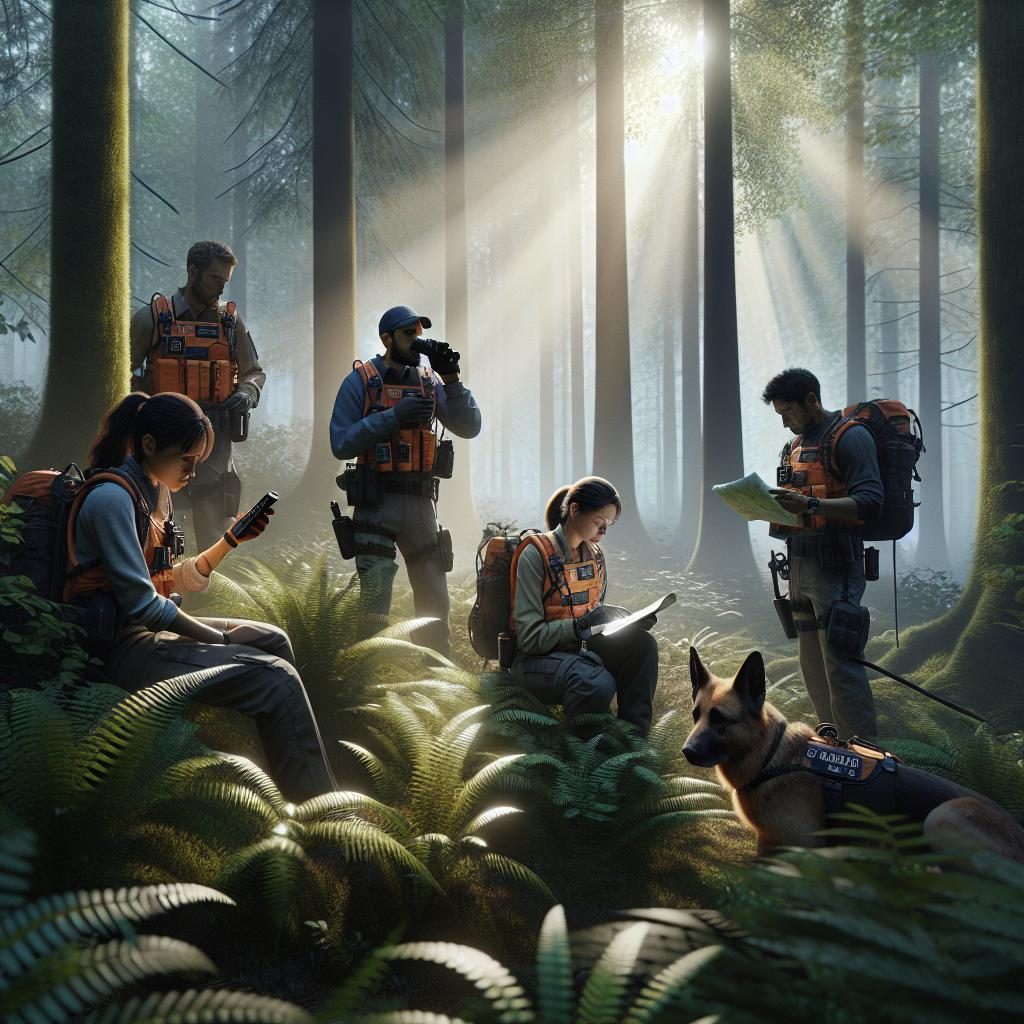 Search team in woods