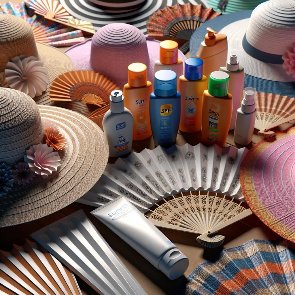 Sun hats, fans, sunscreen.