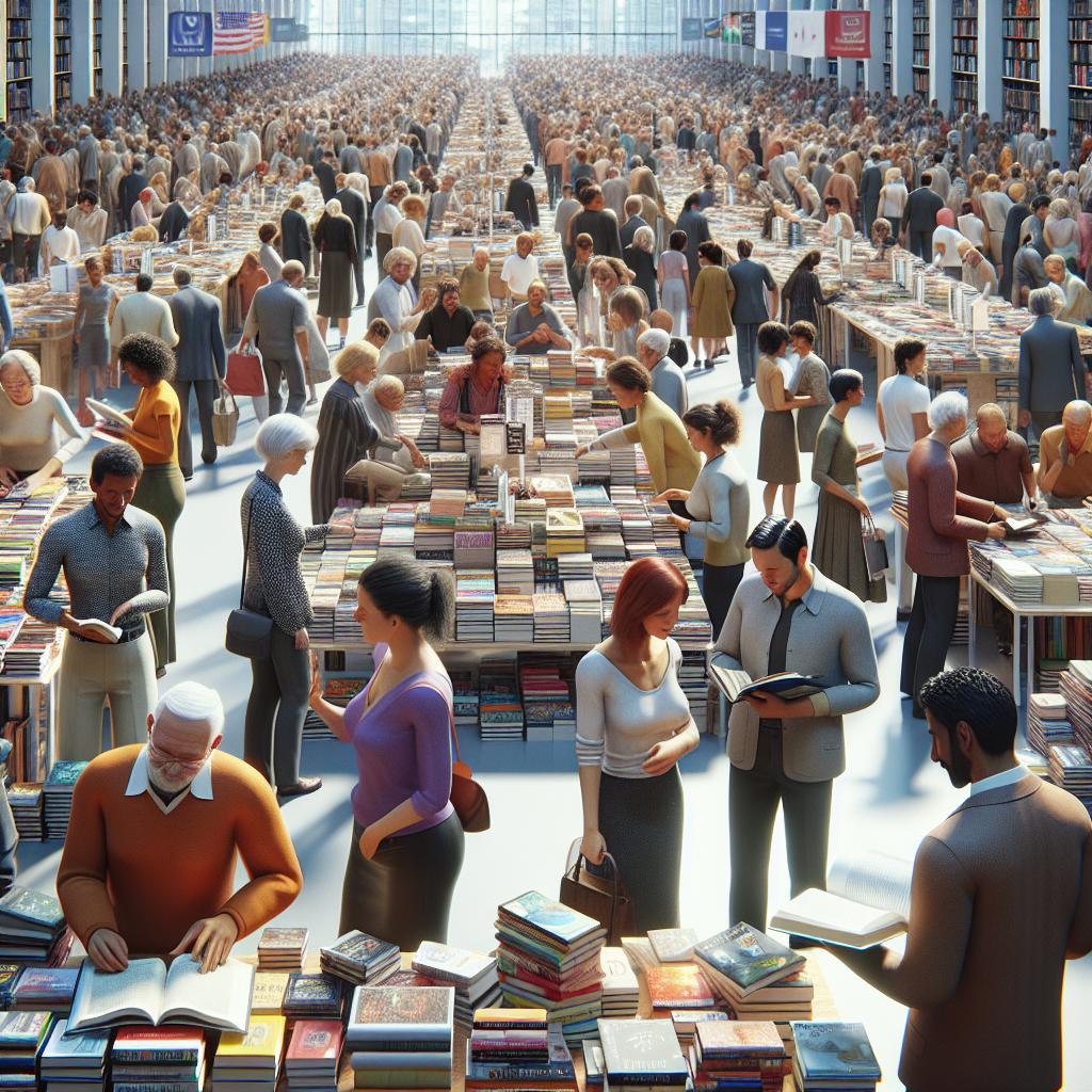 Crowds at book sale.