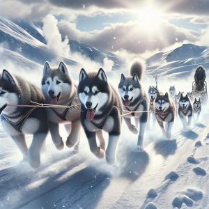 Sled dog team searching