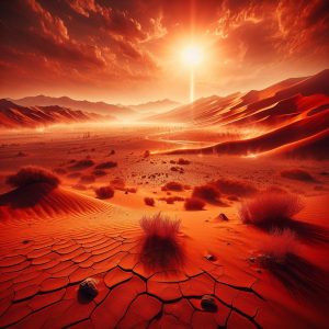 Scorched desert landscape heatwave.