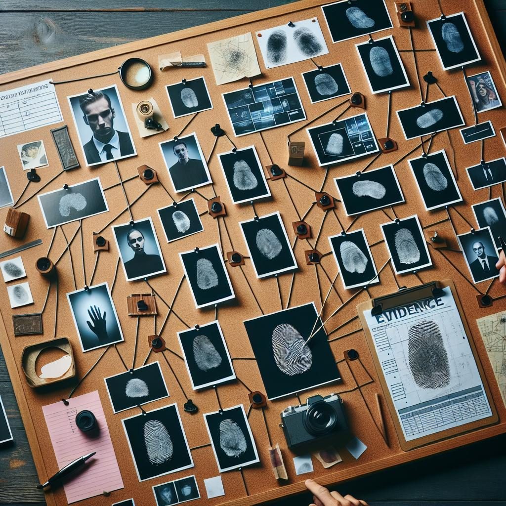 Police investigation evidence board