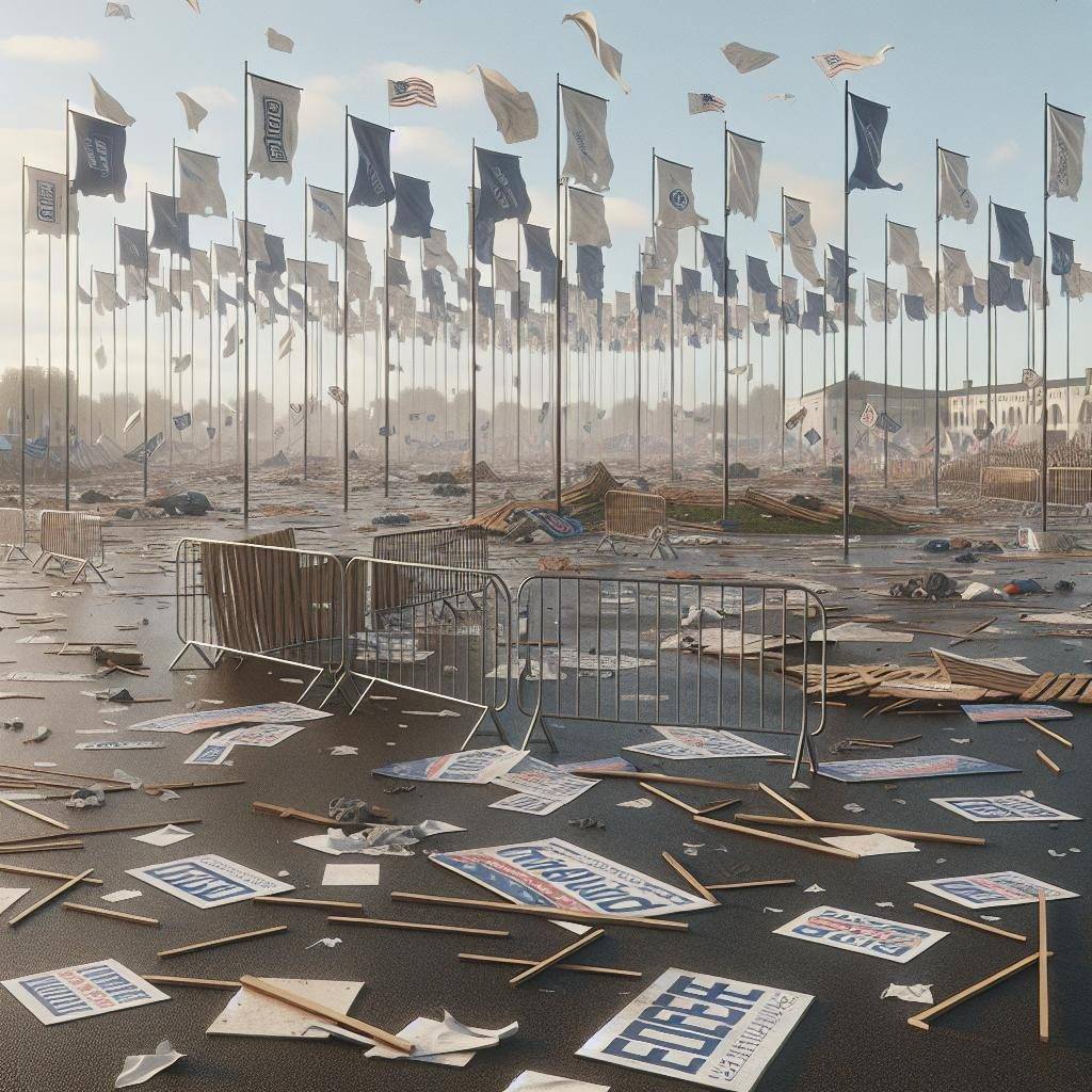 Campaign rally dispute aftermath.