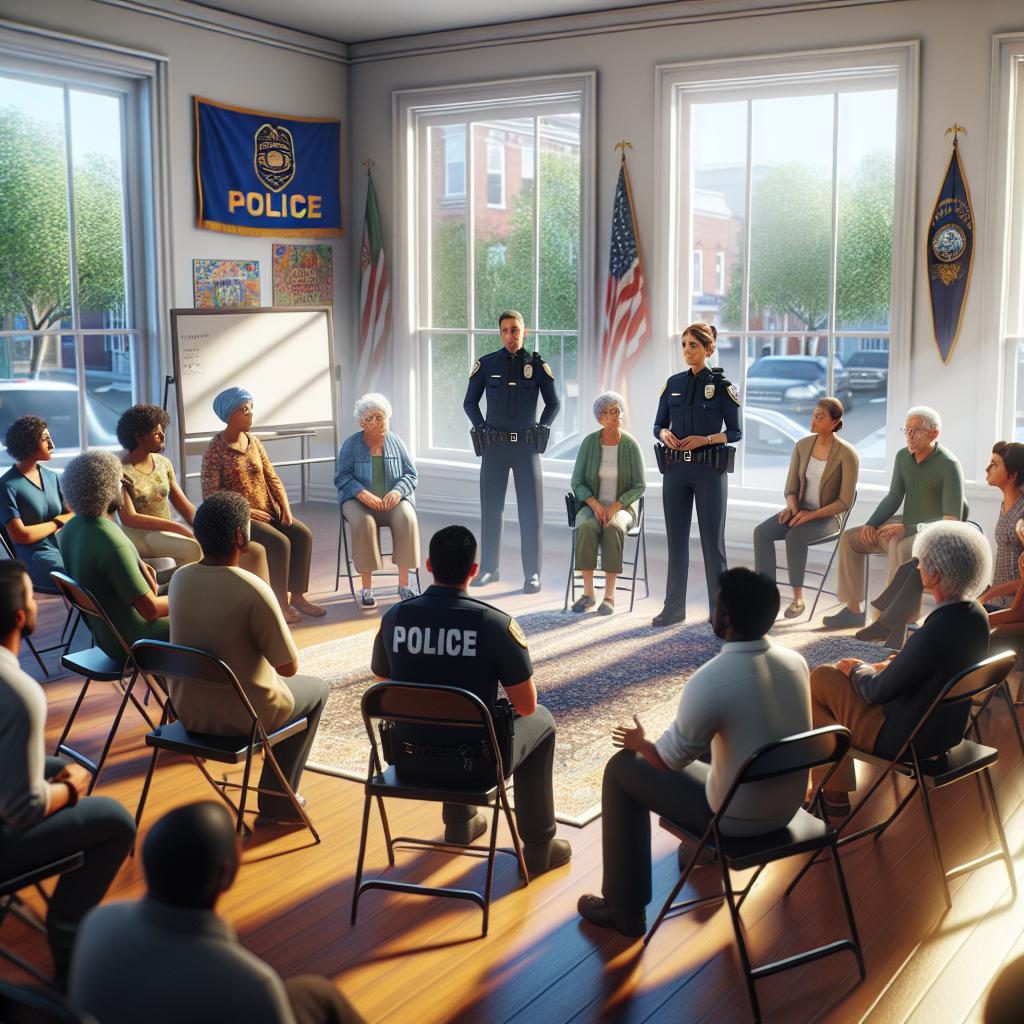 Police community meeting illustration.