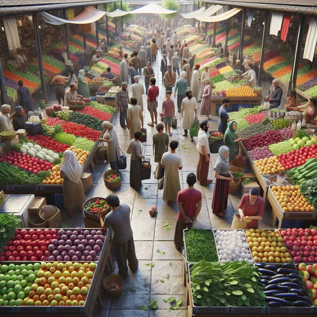 Fresh produce market scene