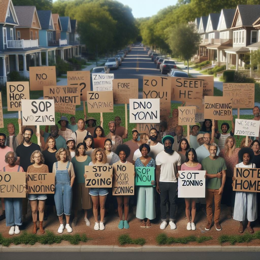 "Residents zoning protest illustration"