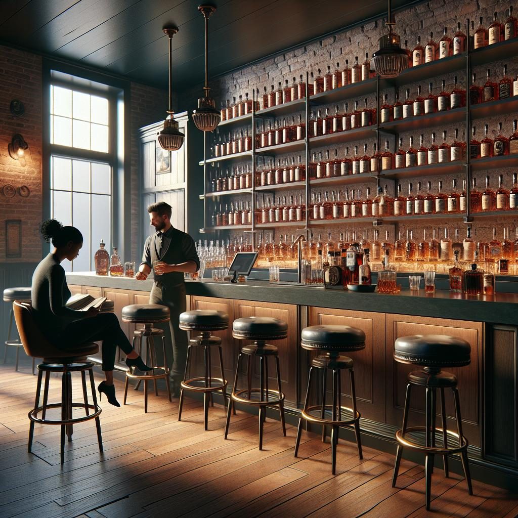 Bourbon bar interior design.