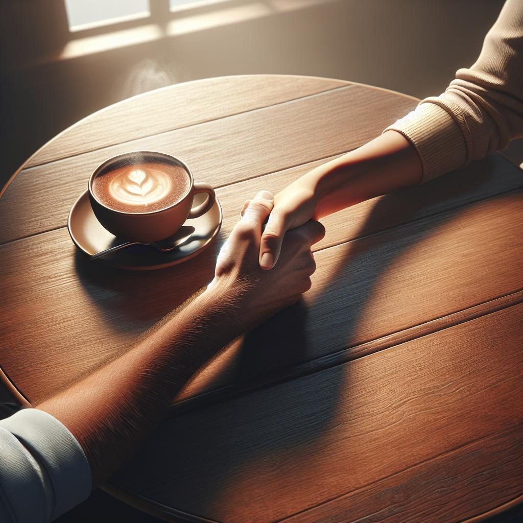 handshake over coffee