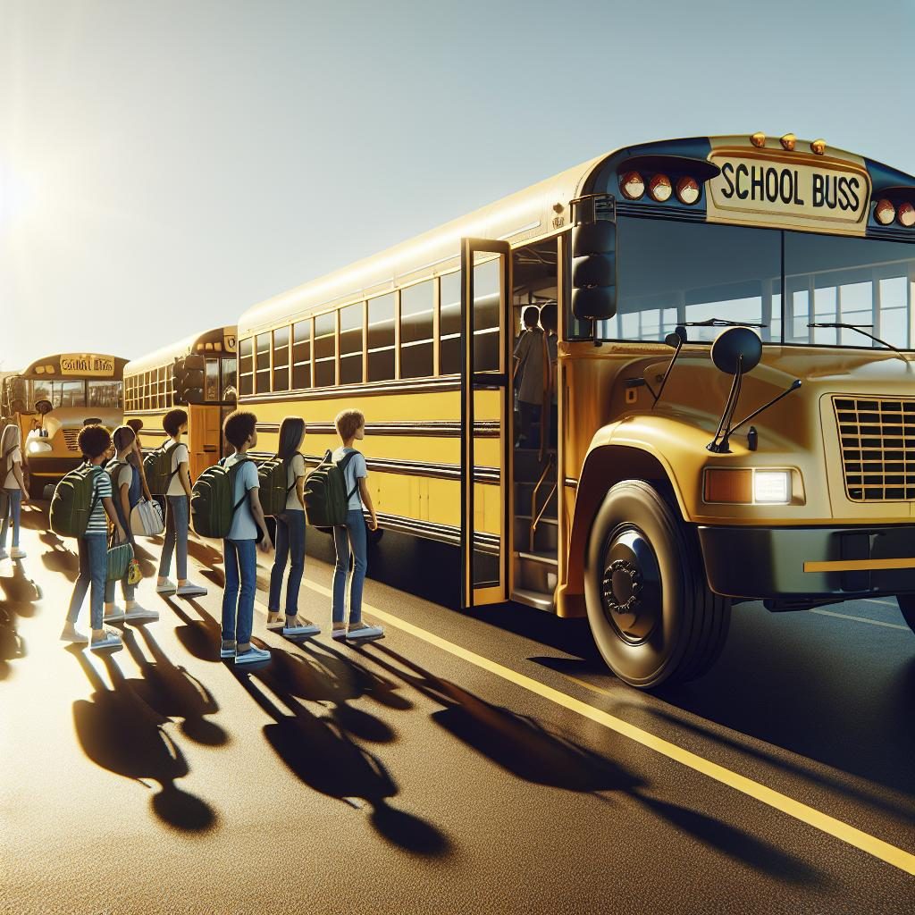 "School bus lineup"