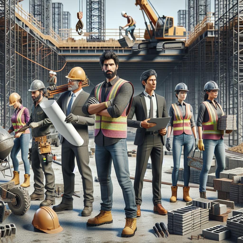 Construction workers building infrastructure.