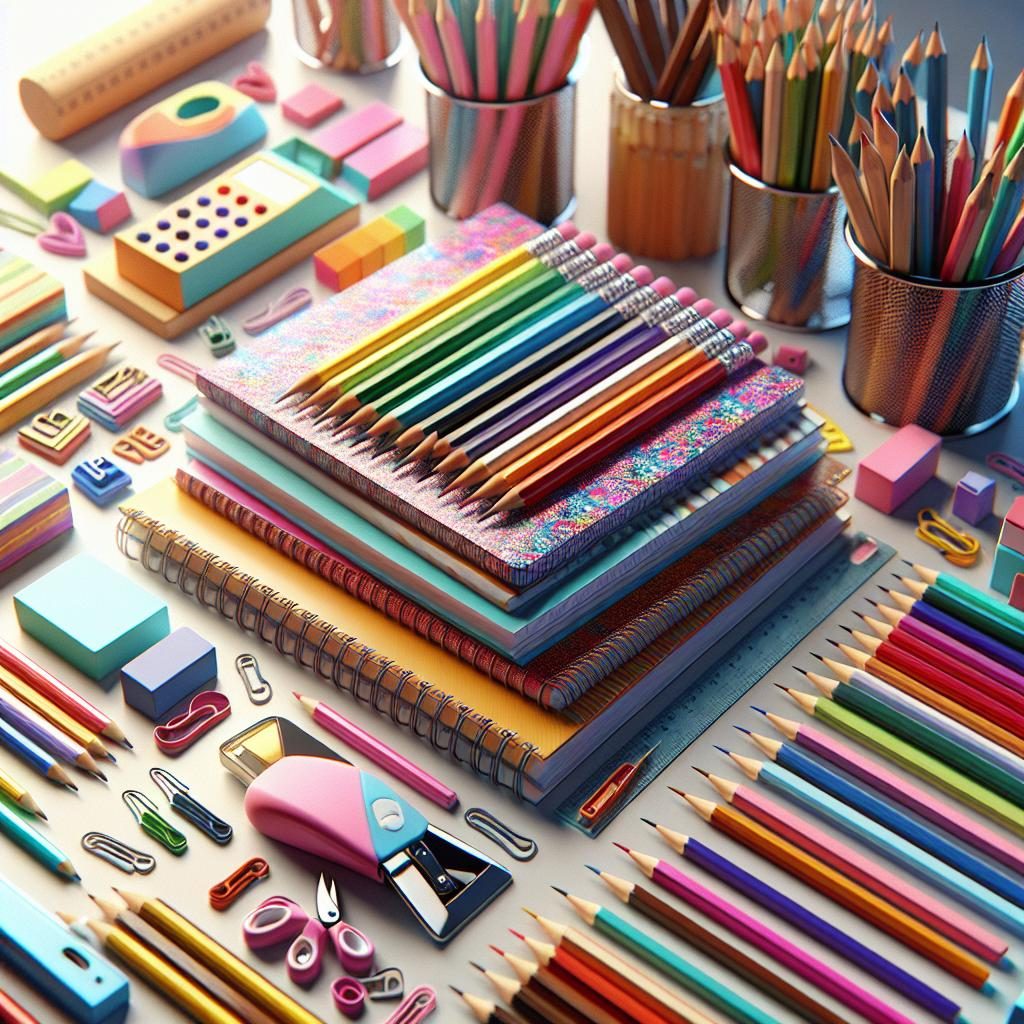 Colorful school supplies display