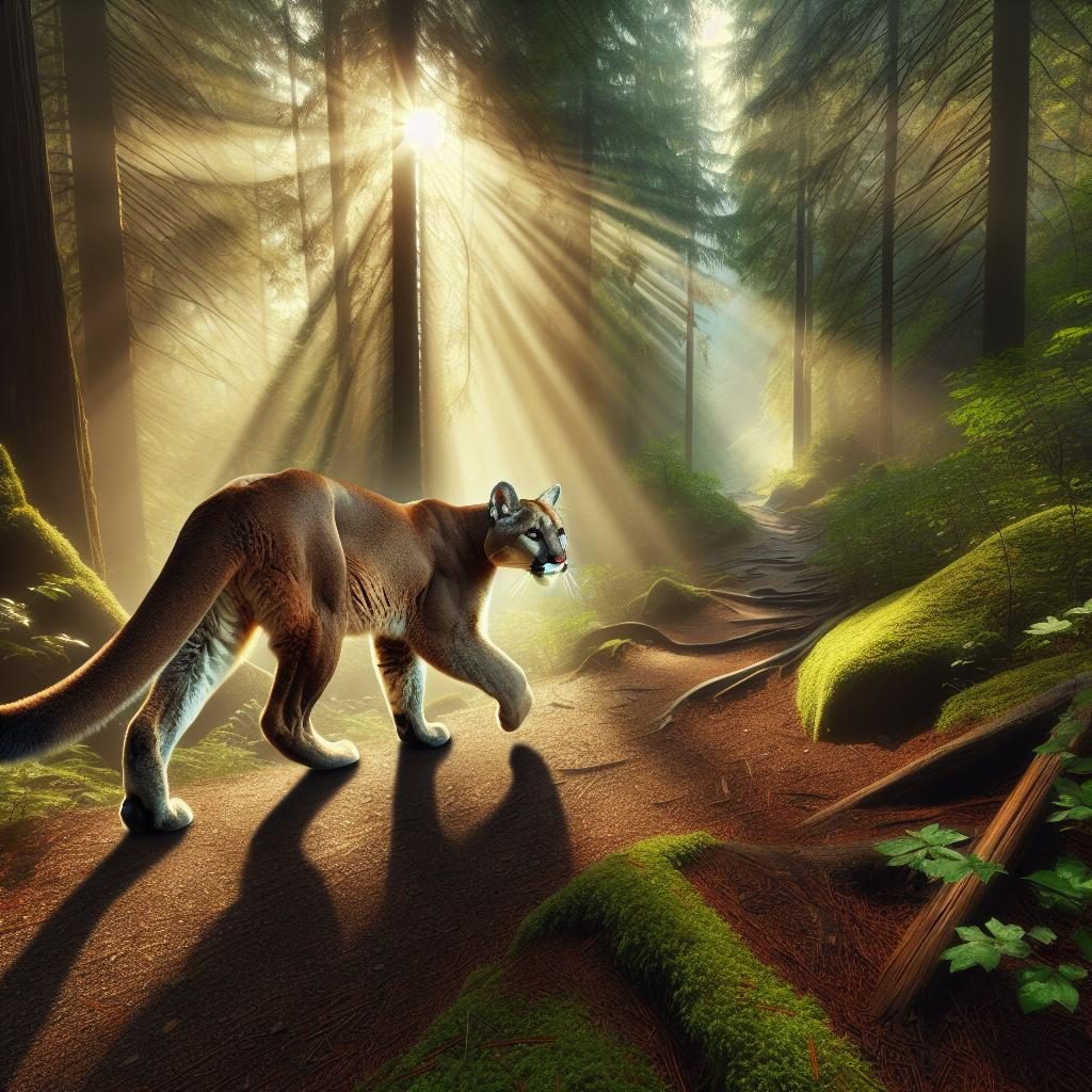 Mountain lion on trail.