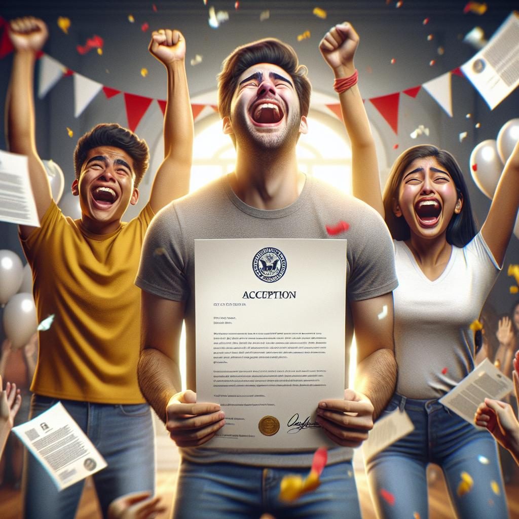 college acceptance letter celebration