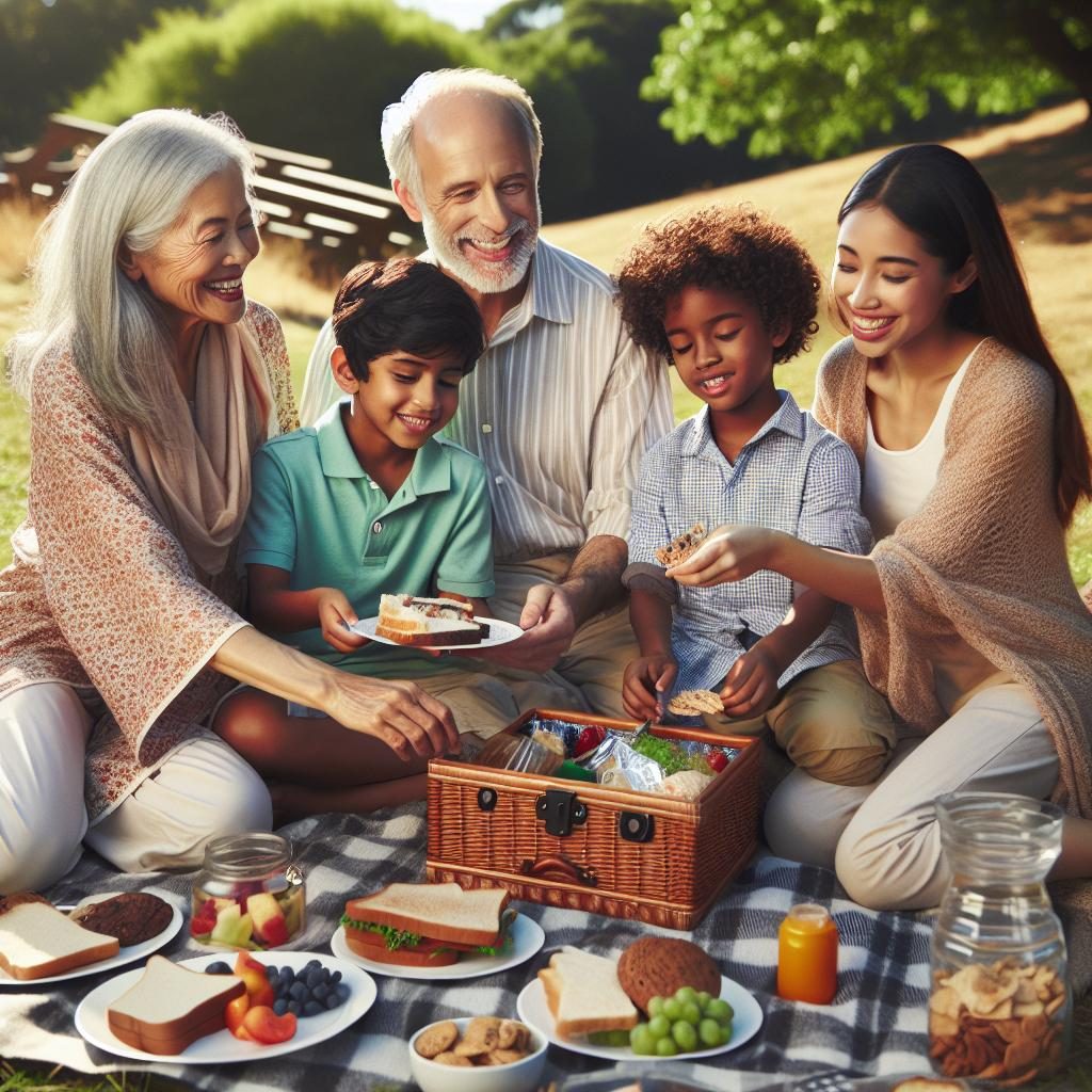 Happy family picnic.