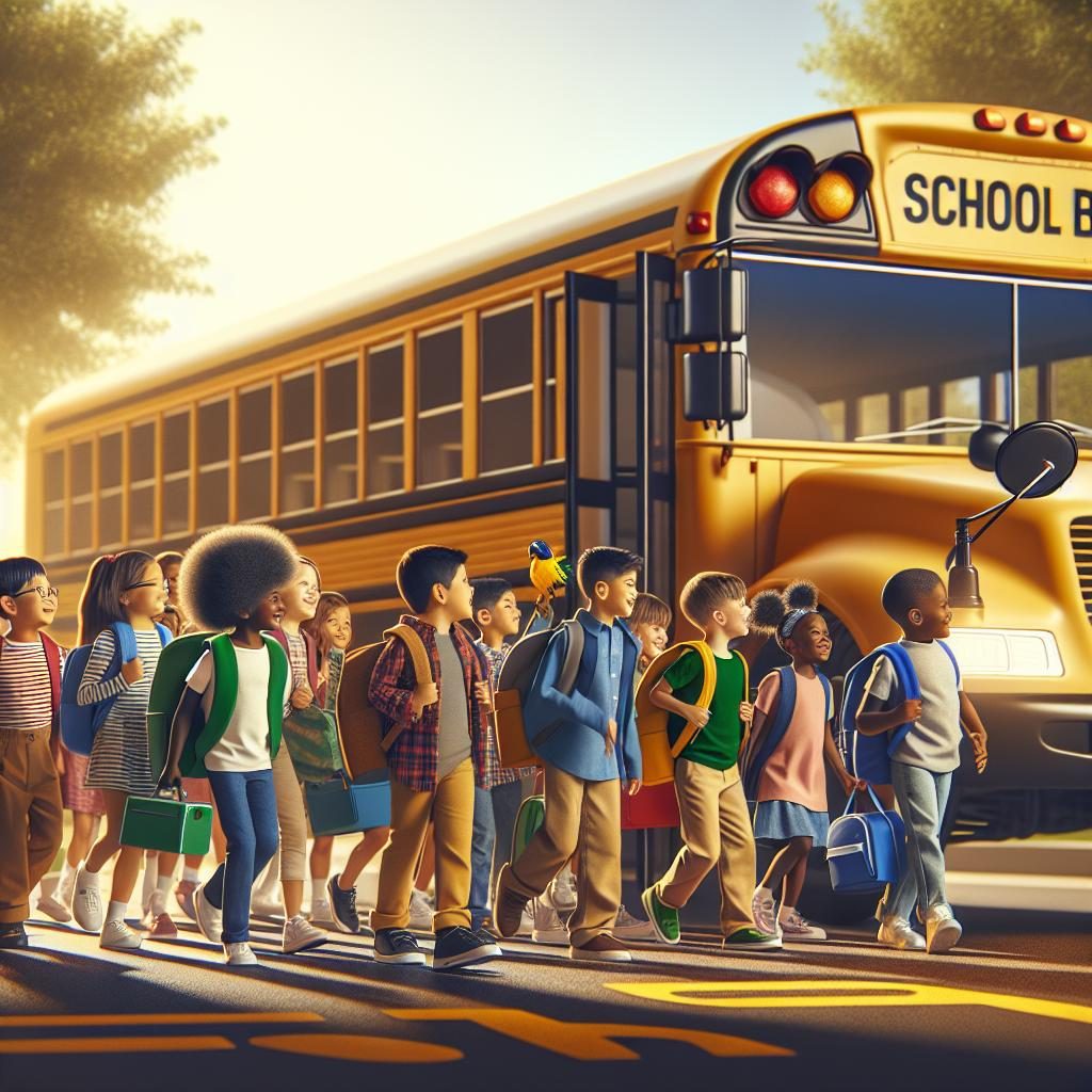 Children entering school bus.