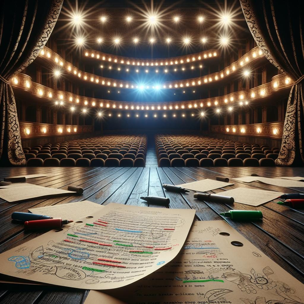 Theater stage with scripts.