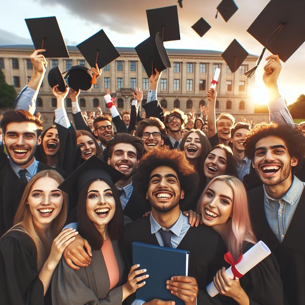 Proud graduates celebrating achievement.