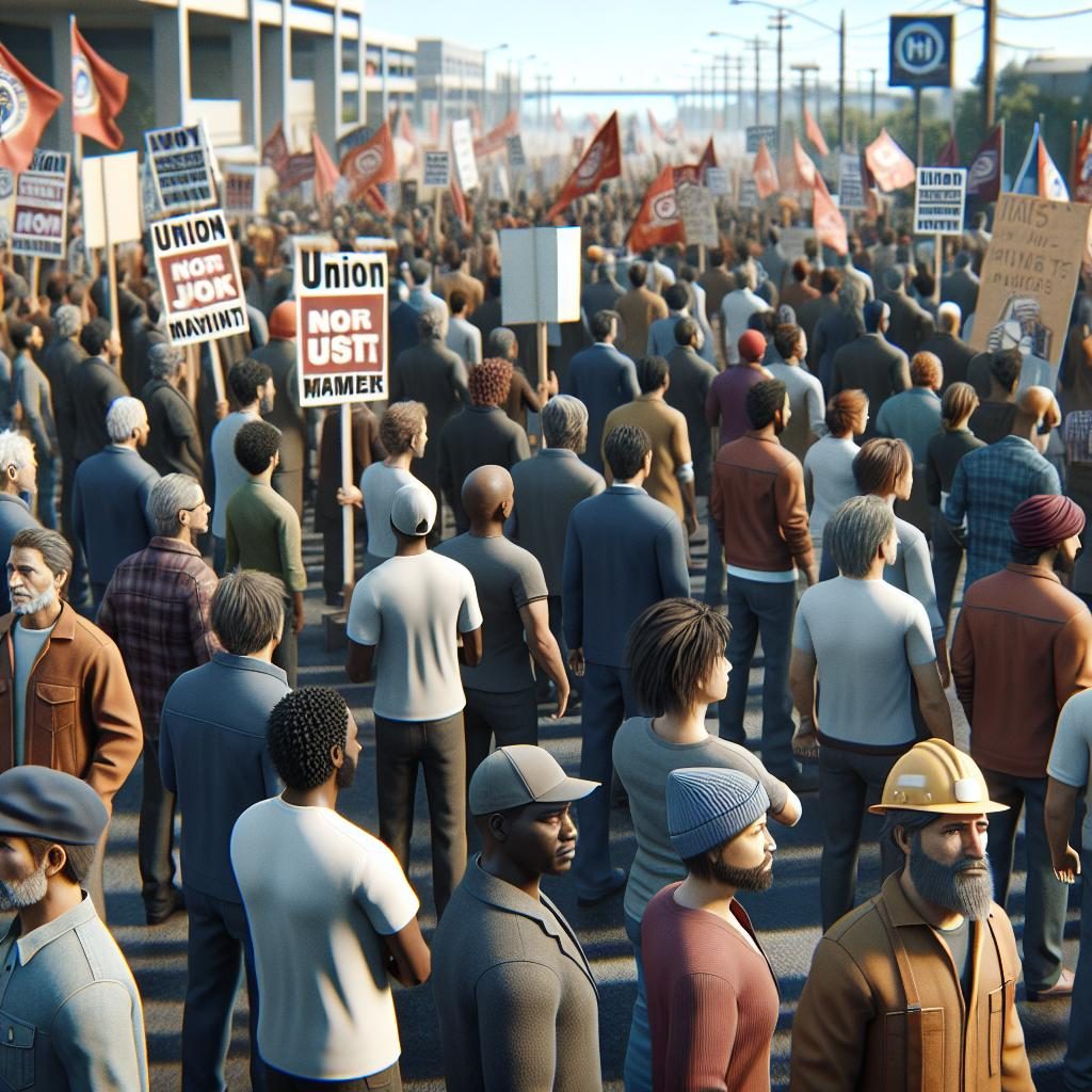 Union protest picket line.