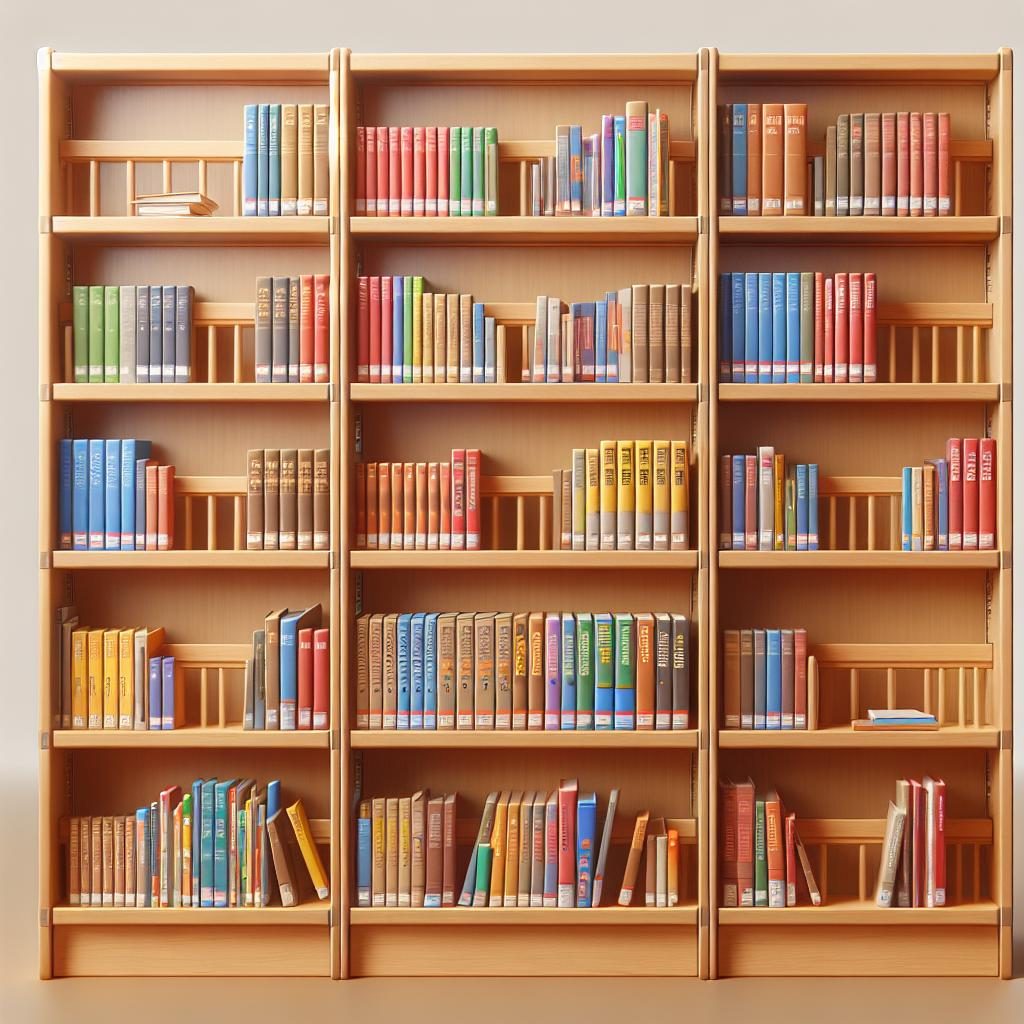 Empty school bookshelves illustration.