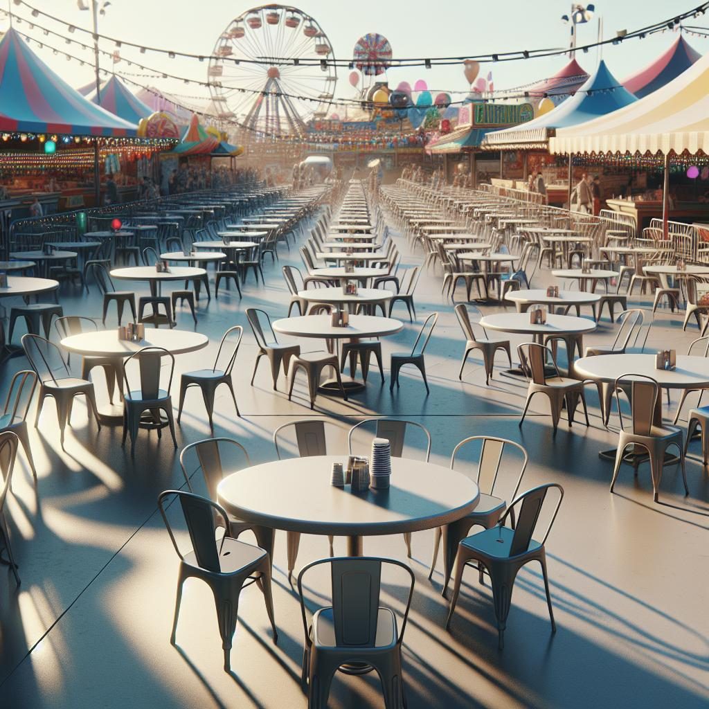 Empty tables at fair.