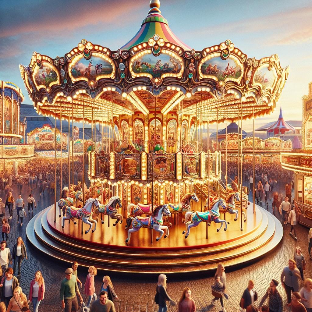 Carousel in amusement park.