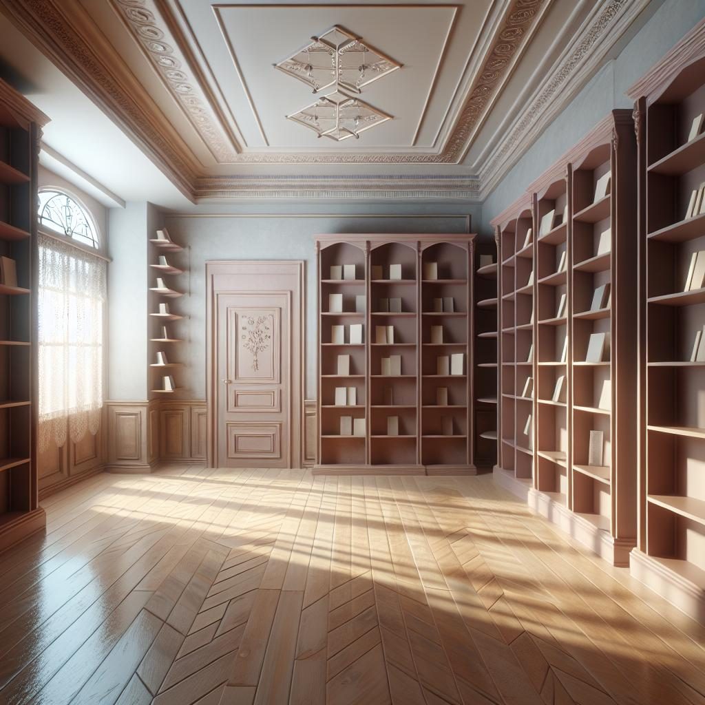 Bookstore empty of books.