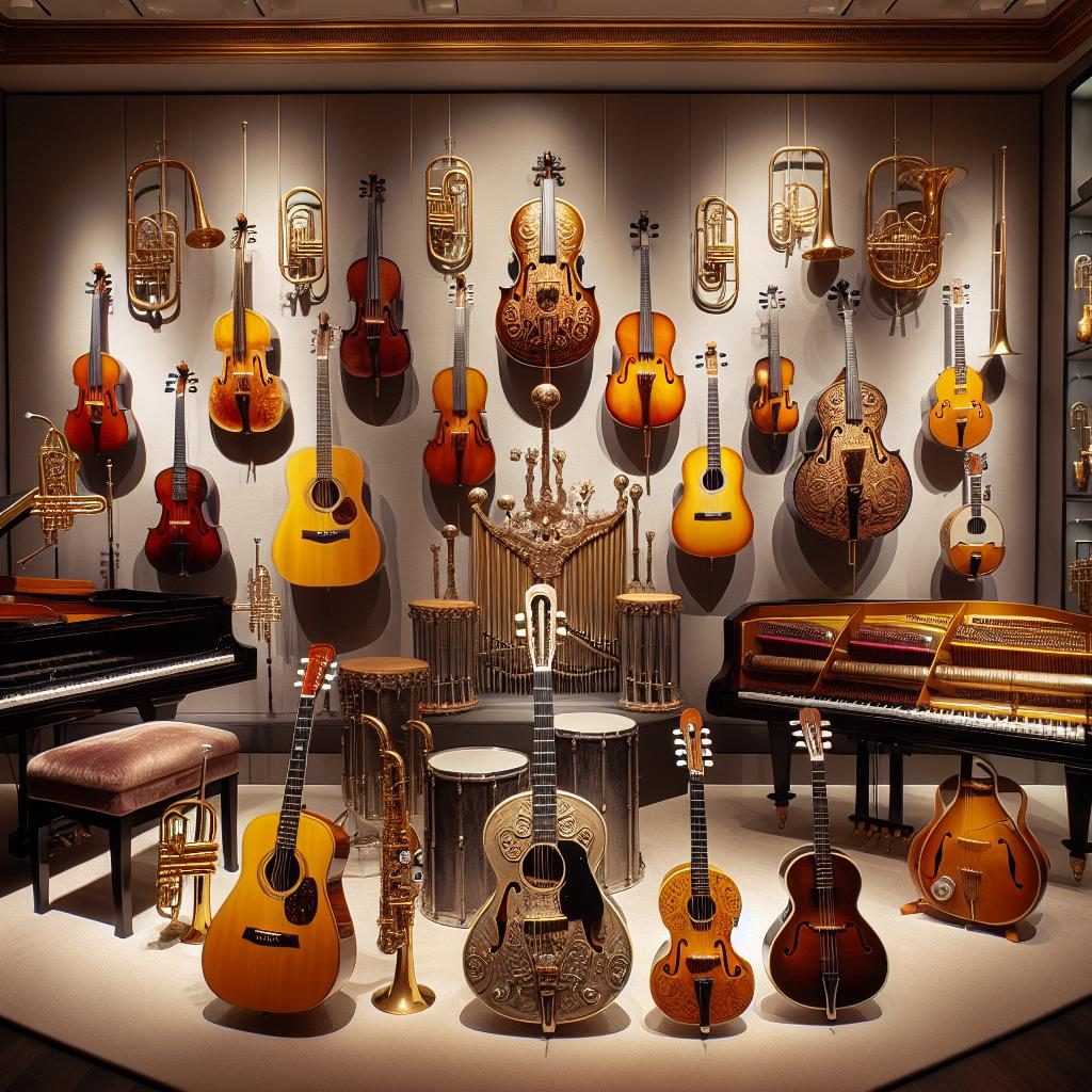 musical instrument collection display