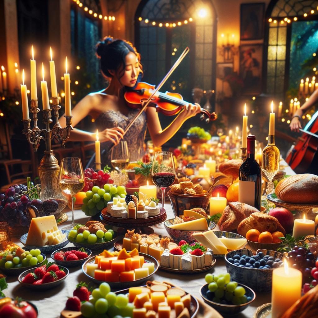 Food, music, wine celebration.