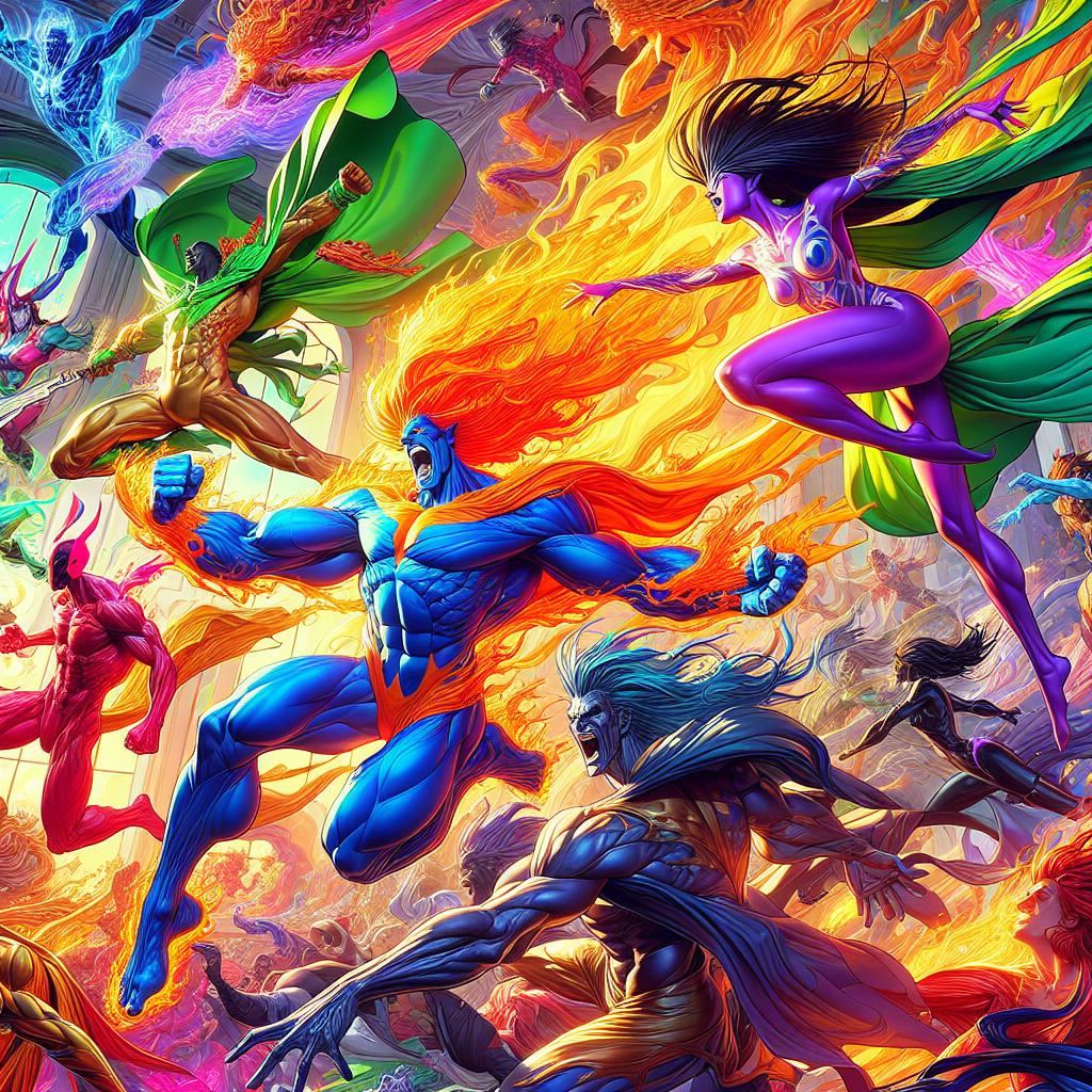 Colorful comic book characters