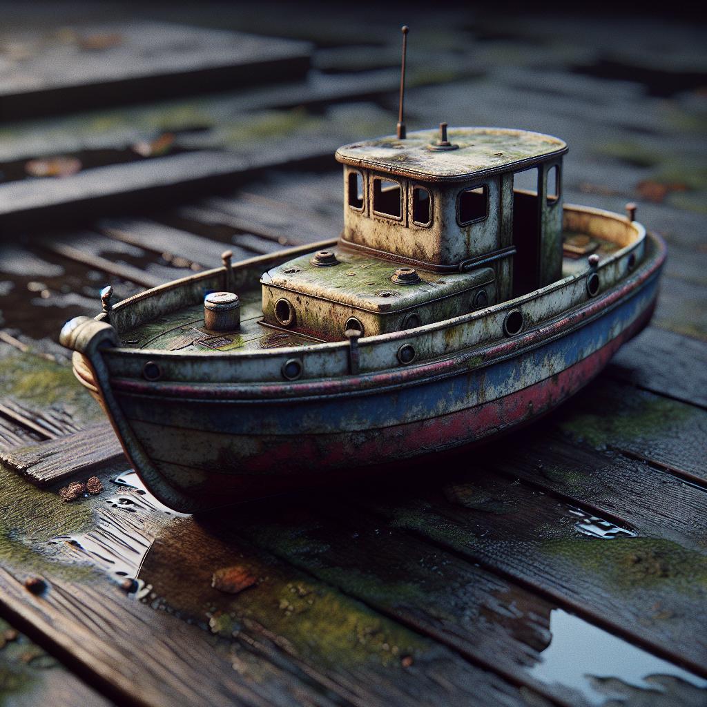 Child's abandoned toy boat.