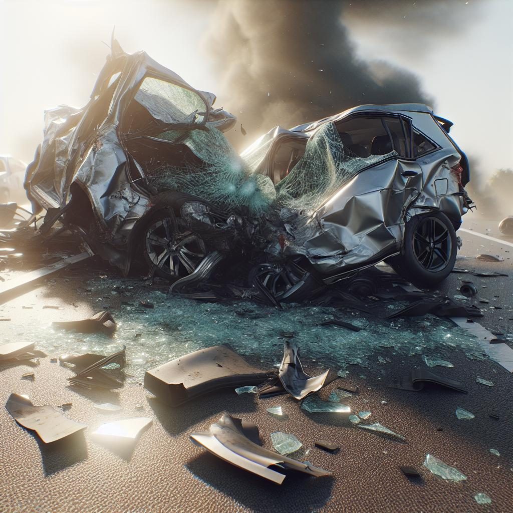 Crashed vehicle aftermath