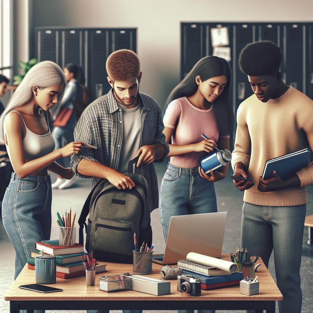 Students securing school supplies.