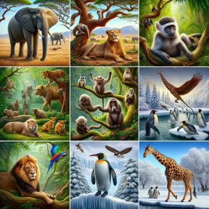 Zoo animals in nature