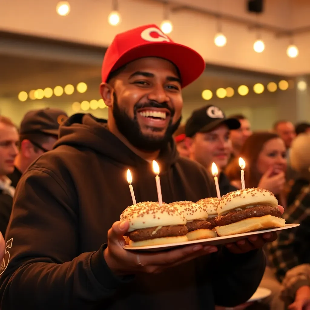 Drake Celebrates Birthday with Free Sliders for Greenville Fans!